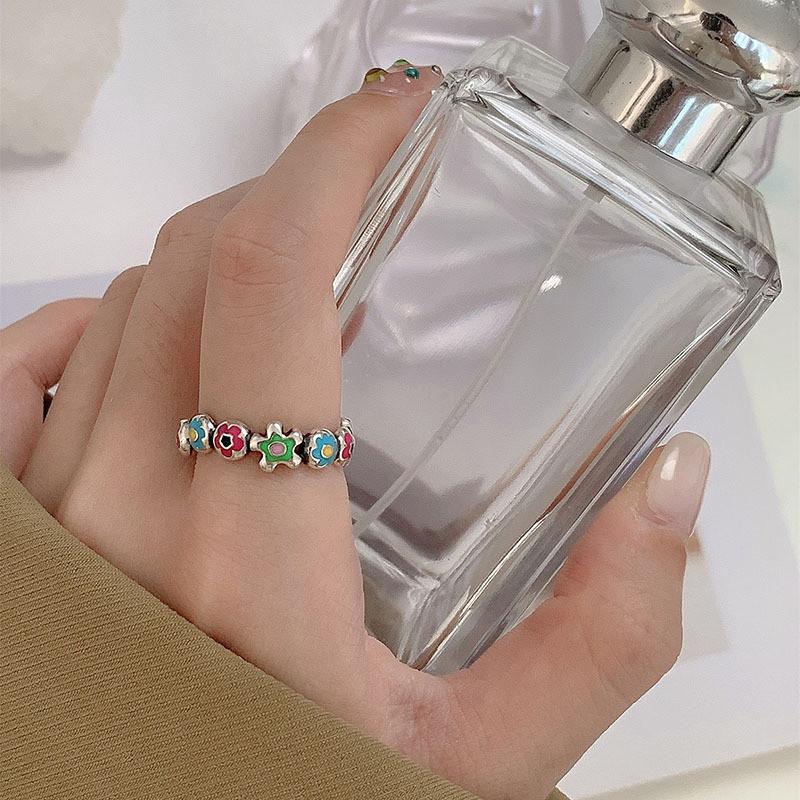 Stylish Copper Floral Open Ring With Adjustable Size For Women Trendy Jewelry