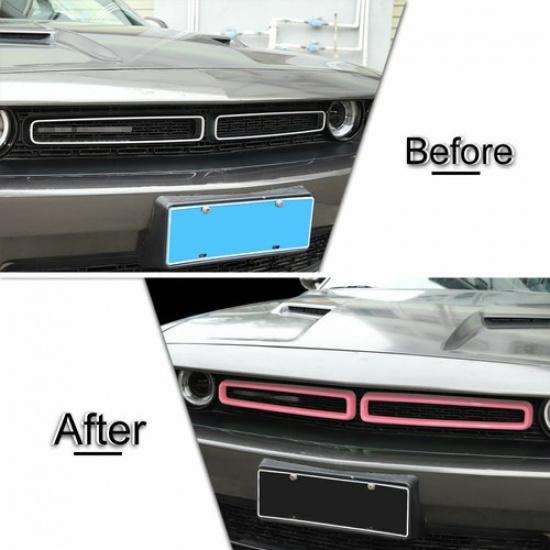 Pink Front Grill Mesh Grille Erts Trim Cover Frame For Dodge Challenger 2015+