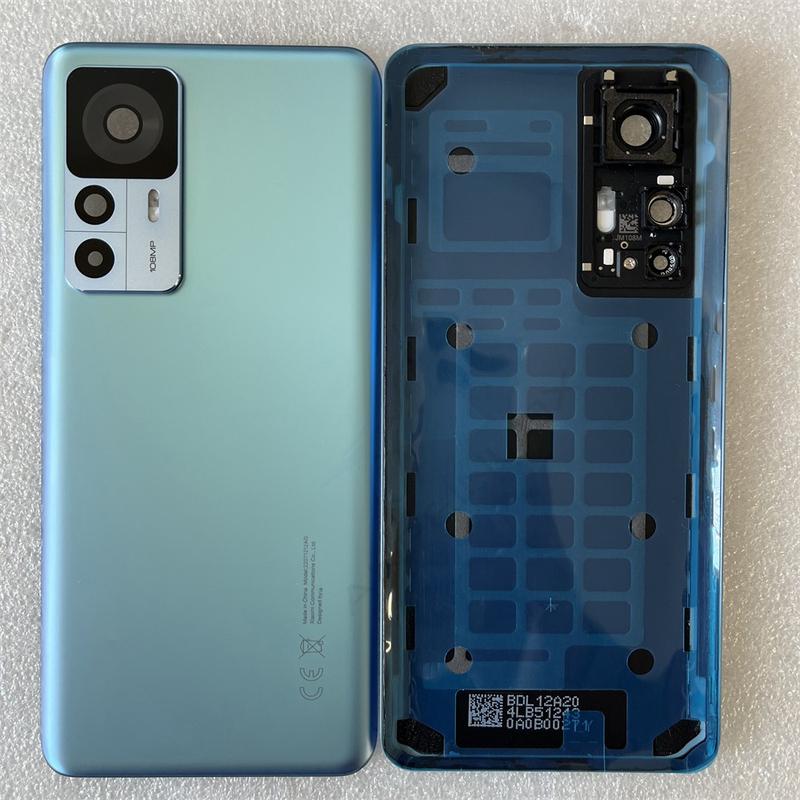 Nytt for XM Mi 12T Pro Herdet Glass Bakdeksel Reservedeler For Mi12T Bak Batterideksel Dørhus + Kameraramme