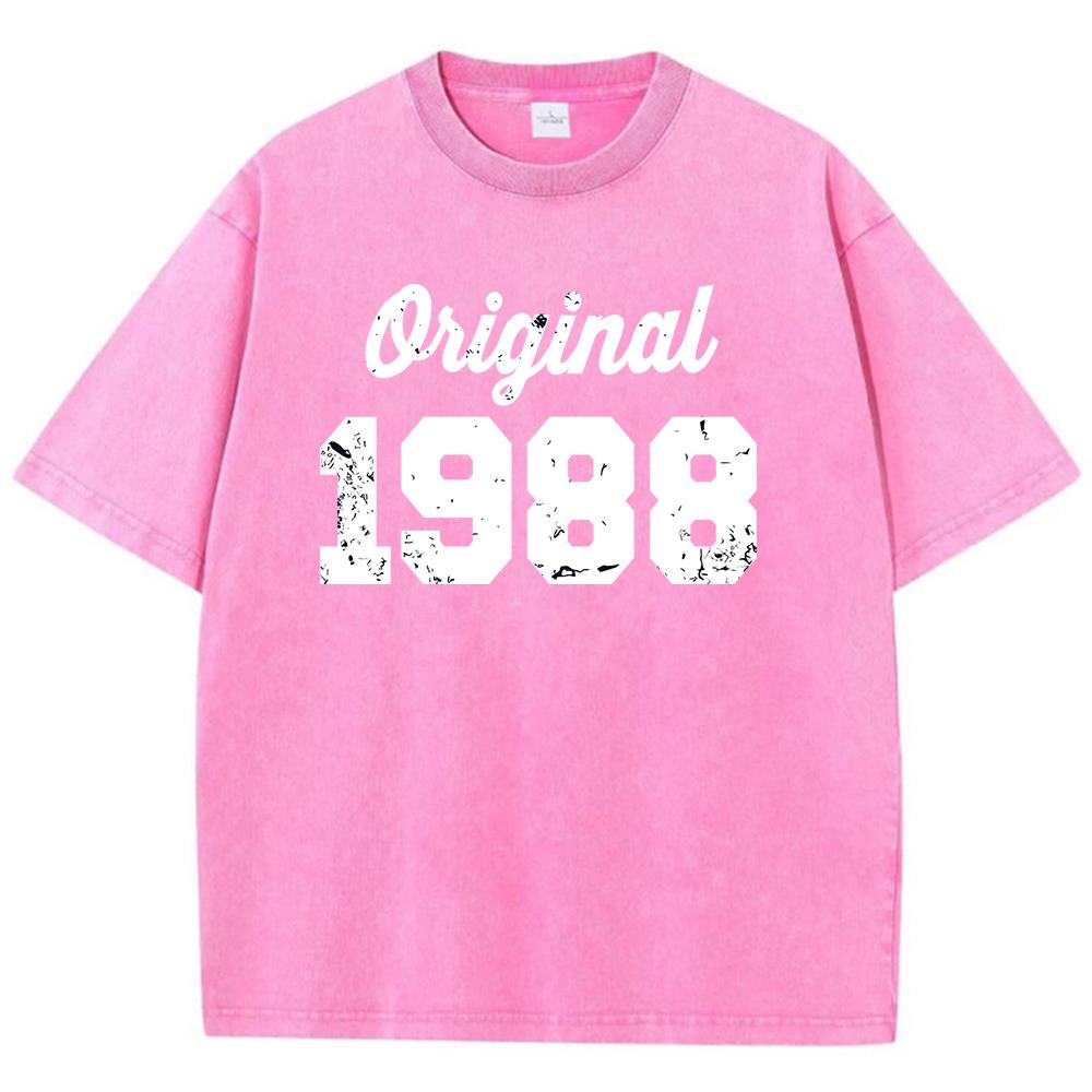 Original 1988 Weiß bedrucktes Herren-T-Shirt Passform Mode-Tees Freizeit Alltags-T-Shirt Kleidung Zuhause Kurzarm