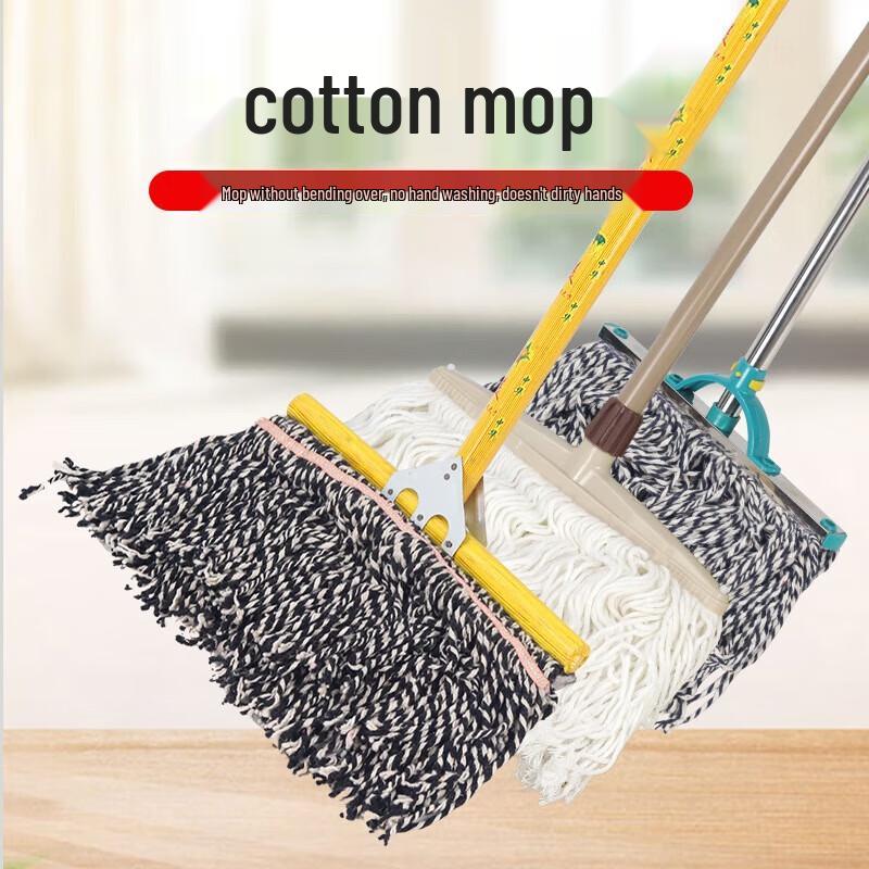 Classic Absorbent Cotton Mop with Wooden Handle