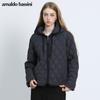 Arnaldo BaSSini Women S Argyle Quilted Pocket Hooded Padded Jacket