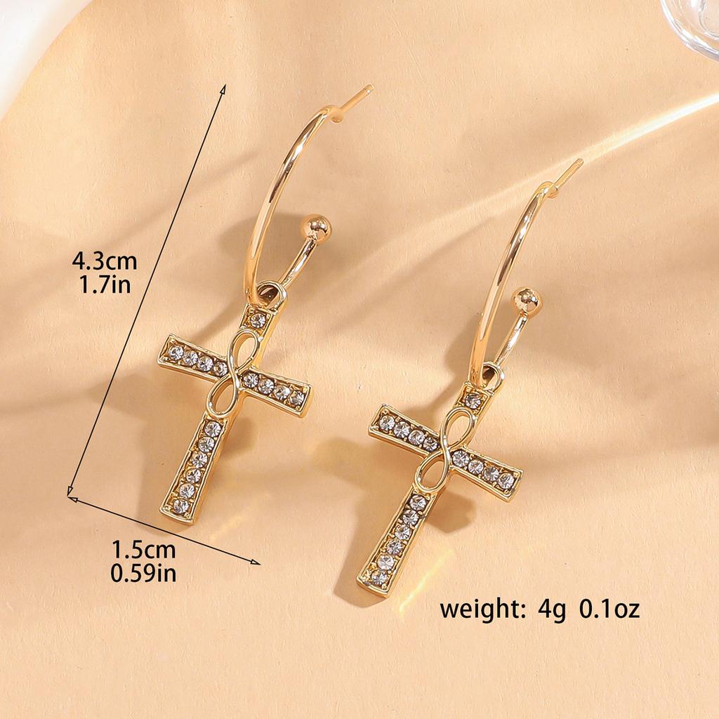 European Style Luxury Cross Earrings, Minimalist Instagram-Worthy Street Fashion Jewelry