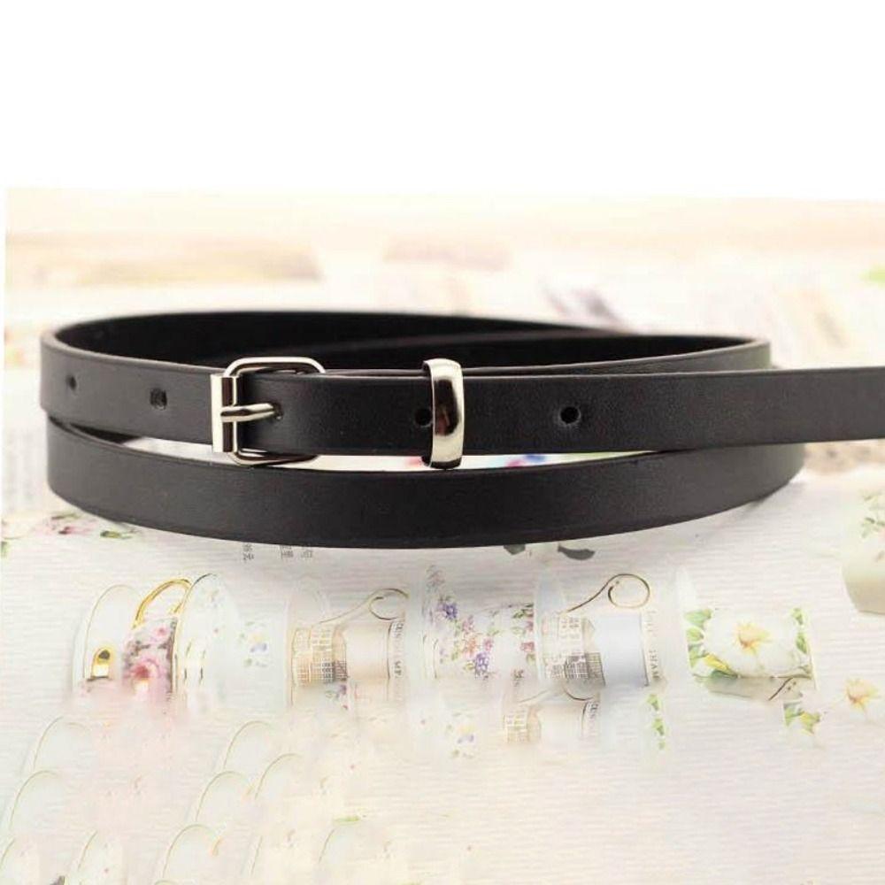 Versatile Leather Belt Casual Thin Waist Strap Women Pin Buckle Waistband