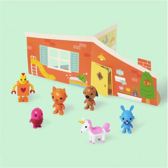 Sago Mini, Набор Фигурок с 6 Игрушечными Фигурками и Складным Домиком, Игрушки для Детей Мальчиков и Девочек от 3 лет