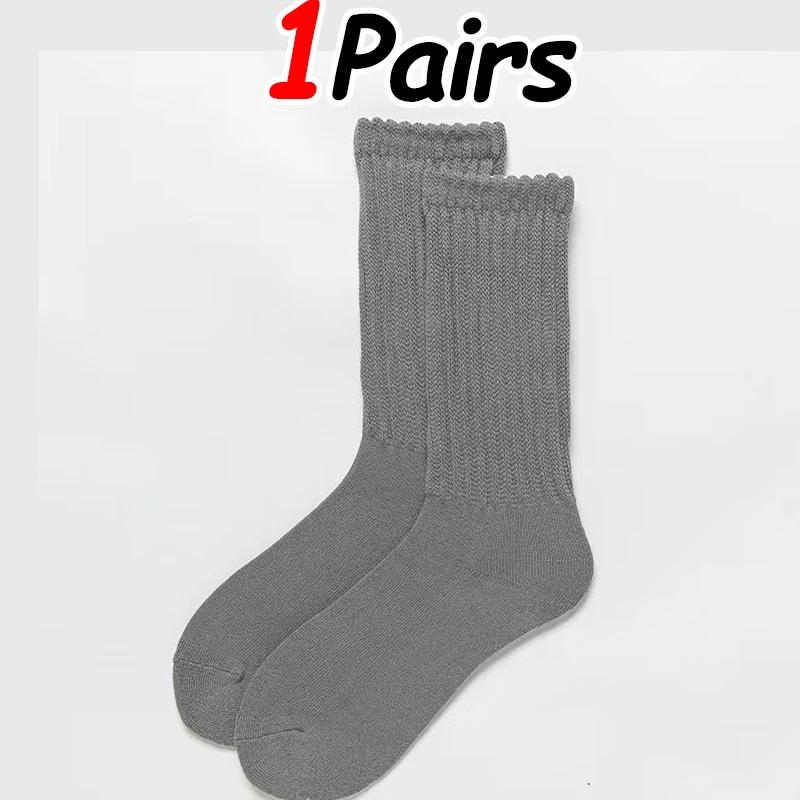 1/2pairs Lolita Long Socks Women Autumn Winter Solid Color Knitted Warm Tube Sox Ladies Crochet Sox Boot Cuffs Stockings