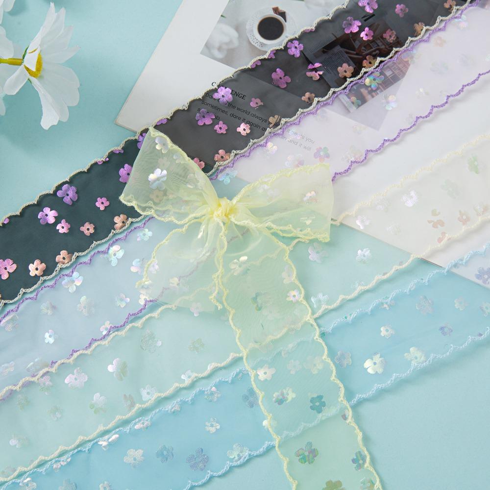 Sequin Snow Gauze Fabric Ribbons Stripe Pattern DIY Ribbons New Satin Ribbons  Gift Wrapping