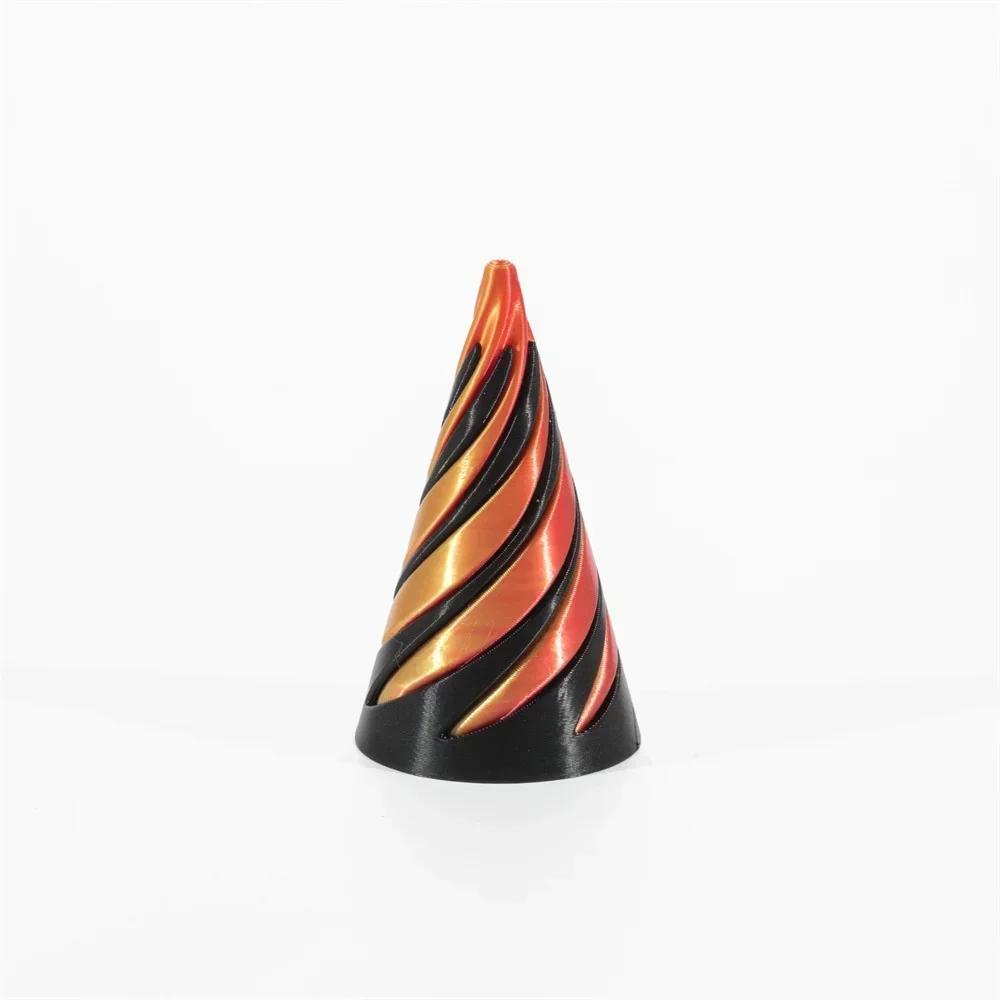 Hot Pyramid Helix Screw Fidget Toy 3D Printed Spiral Cone Decompression Decorative Ornaments Impossible Passthrough Sculpture