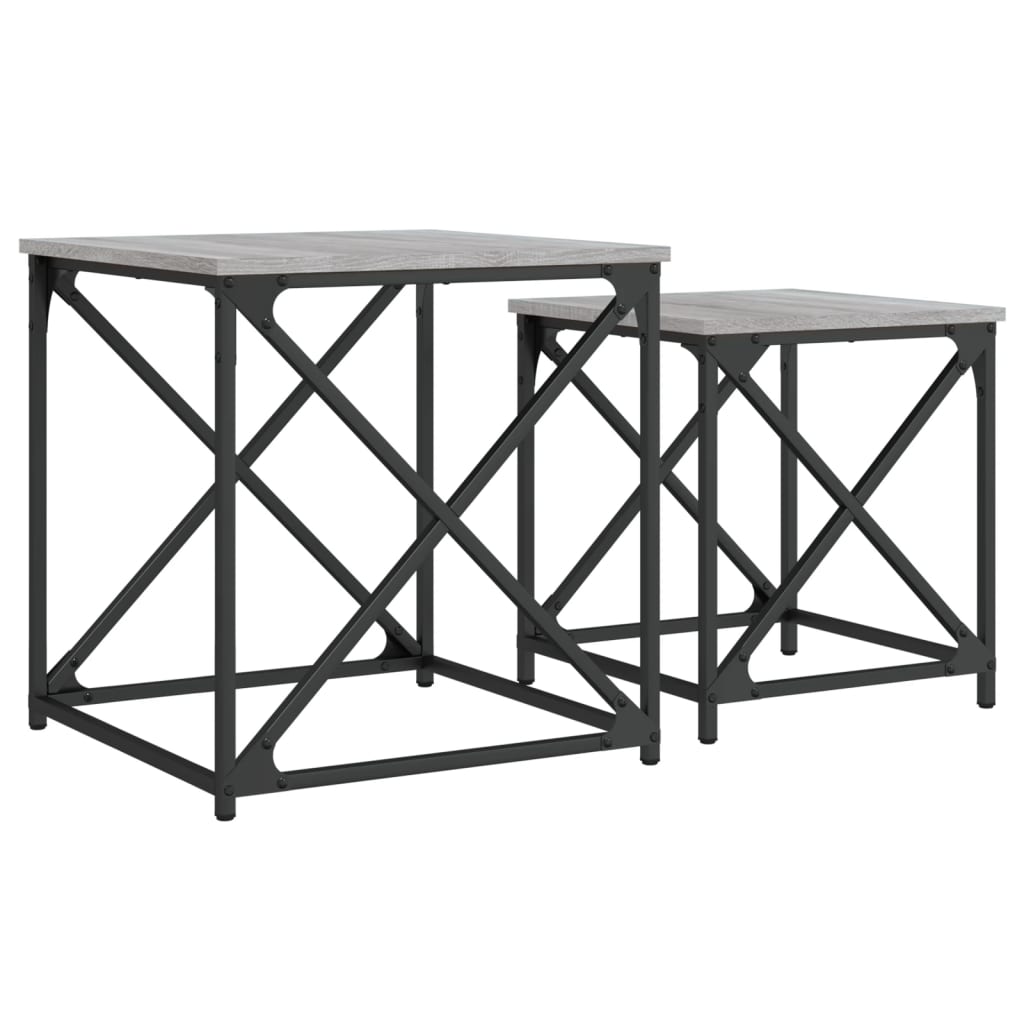  Slotted Tables, 2 Pcs, Grey Sonoma Oak