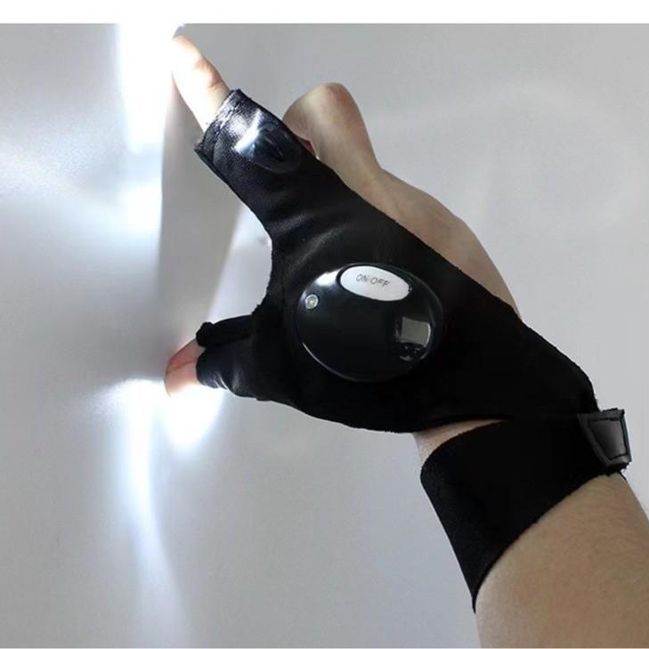 LED Lighted Fishing Gloves, Waterproof Finger Flashlight Gloves for Night Fishing Repair Emergency Use