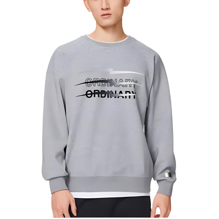 Li Ning Sweatshirts Unisex Gray Crew Neck Thickened Regular AWDSC57-5