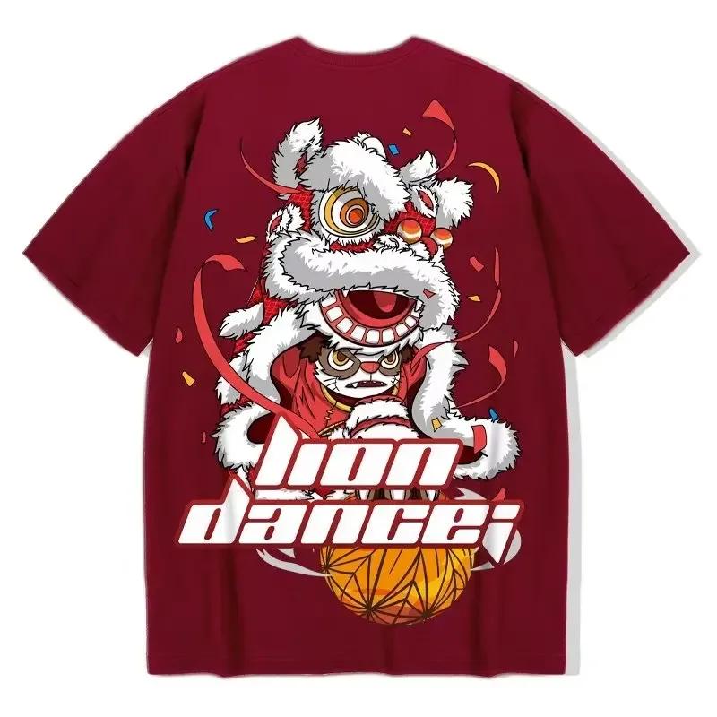 T-shirt da Uomo in Cotone a Maniche Corte Estiva Oversize Larga Traspirante Grafica Palestra Streetwear Selvaggio Y2k Harajuku Abbigliamento Goth