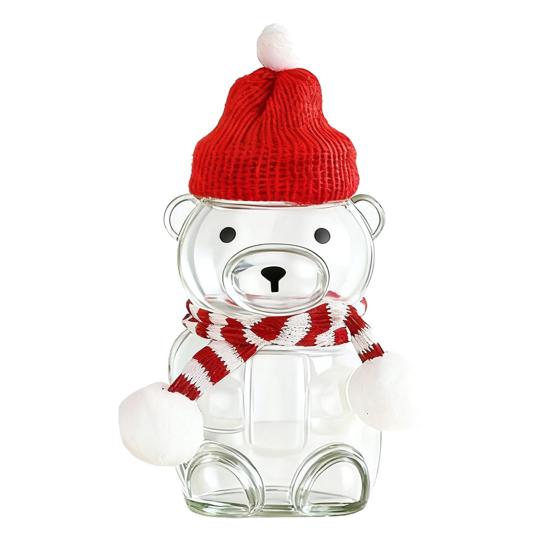 Butelka na napoje z motywem misia, uroczy kubek do herbaty i mrożonej kawy, przenośny kubek na zimne napoje z pokrywką, prezent na urodziny, Boże Narodzenie dla dzieci i nastolatków