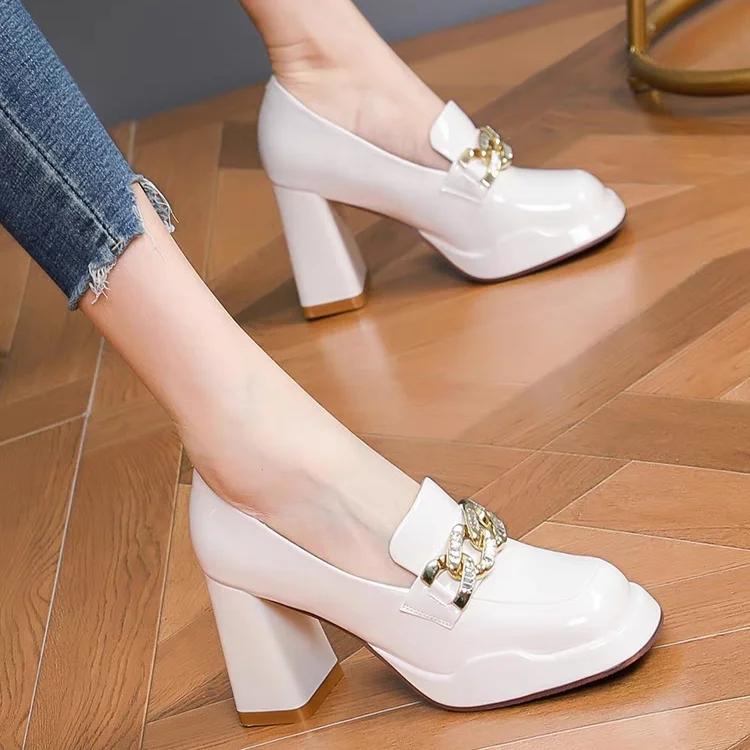 Fashion 2024 Women Sexy Fashion  High Heels Pumps Shoes for Office Leather High Platform Heels Red Black Spring Summer Crystal Sandals