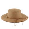 Spring and Summer Women's Sunshade Sunscreen Straw Hat Personalized Fringed Edge Flat Top Top Top Hat Outdoor Travel Beach Hat