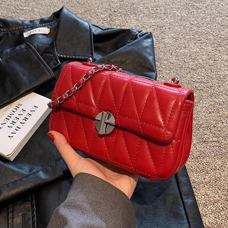 Women's PU Leather Bag  Small Square Bag  Chain Bag  Crossbody Bags  High Quality  Korean Fashion