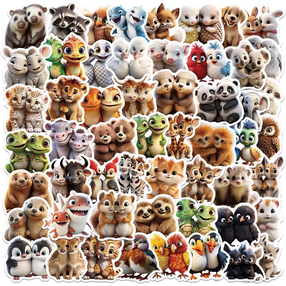Sada samolepek divoké zvěře: Los, Alpaka, Panda & Lev