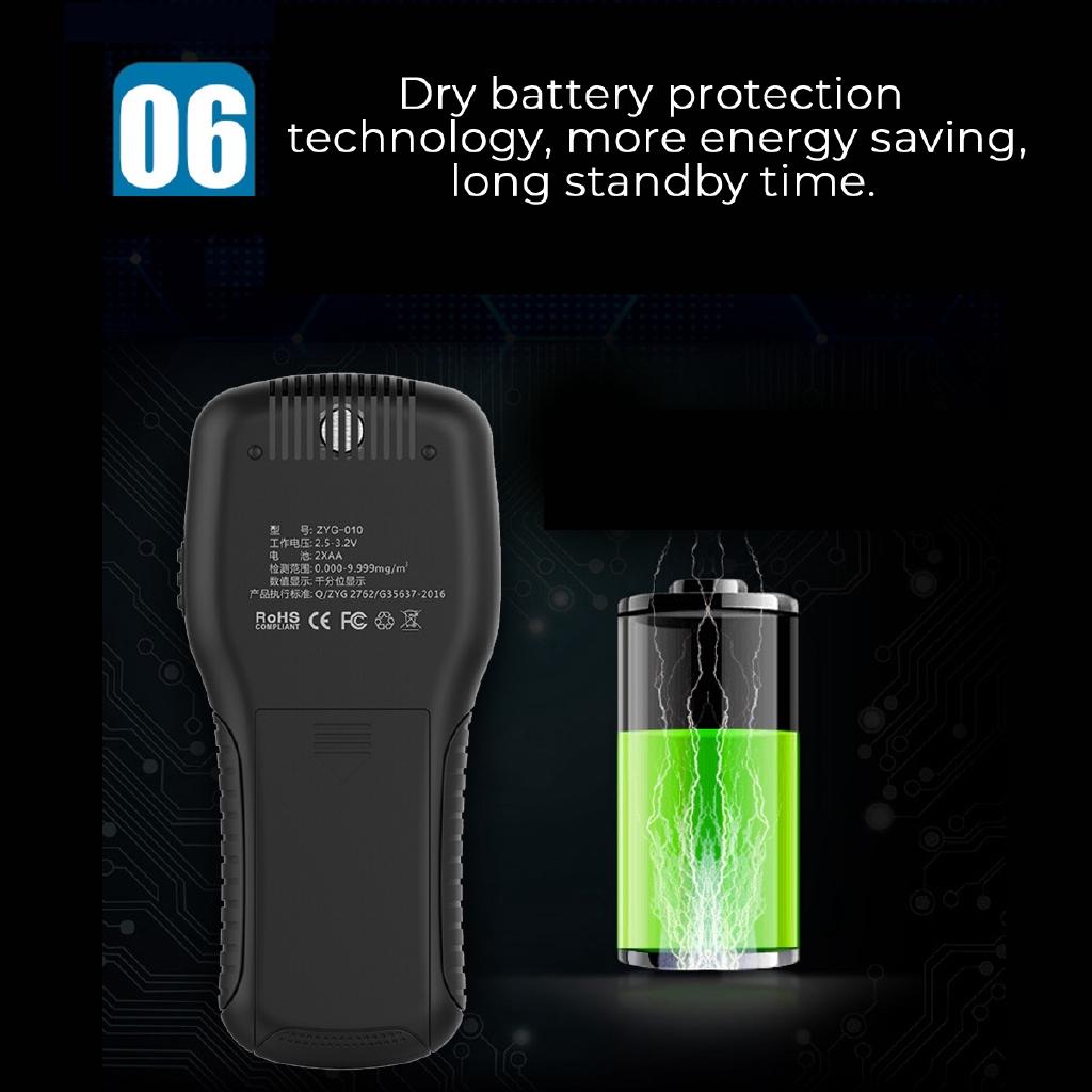 Black Portable Digital Formaldehyde Detector Air Quality Monitor HCHO TVOC Detector Gas Analyzer LCD Display Tester