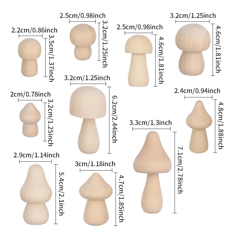 Wooden Mushroom Children's DIY Paintable Toy Creative Modern Minimalist Home Decor Solid Wood Mini Mushroom