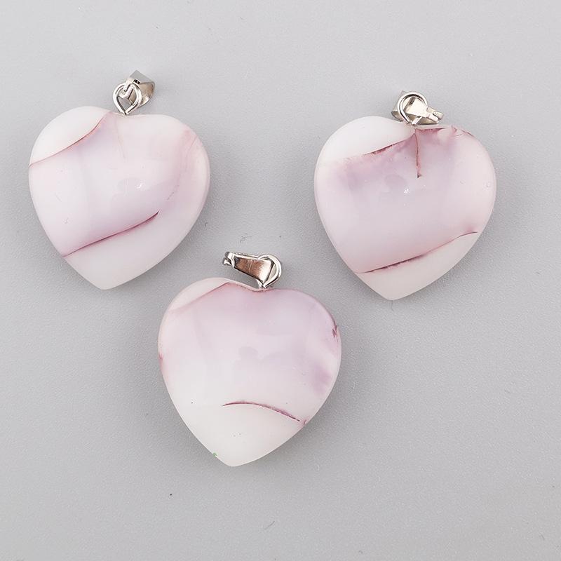 Heart-Shaped Crystal Glass Pendant Necklace with Colorful Natural Stone Accents