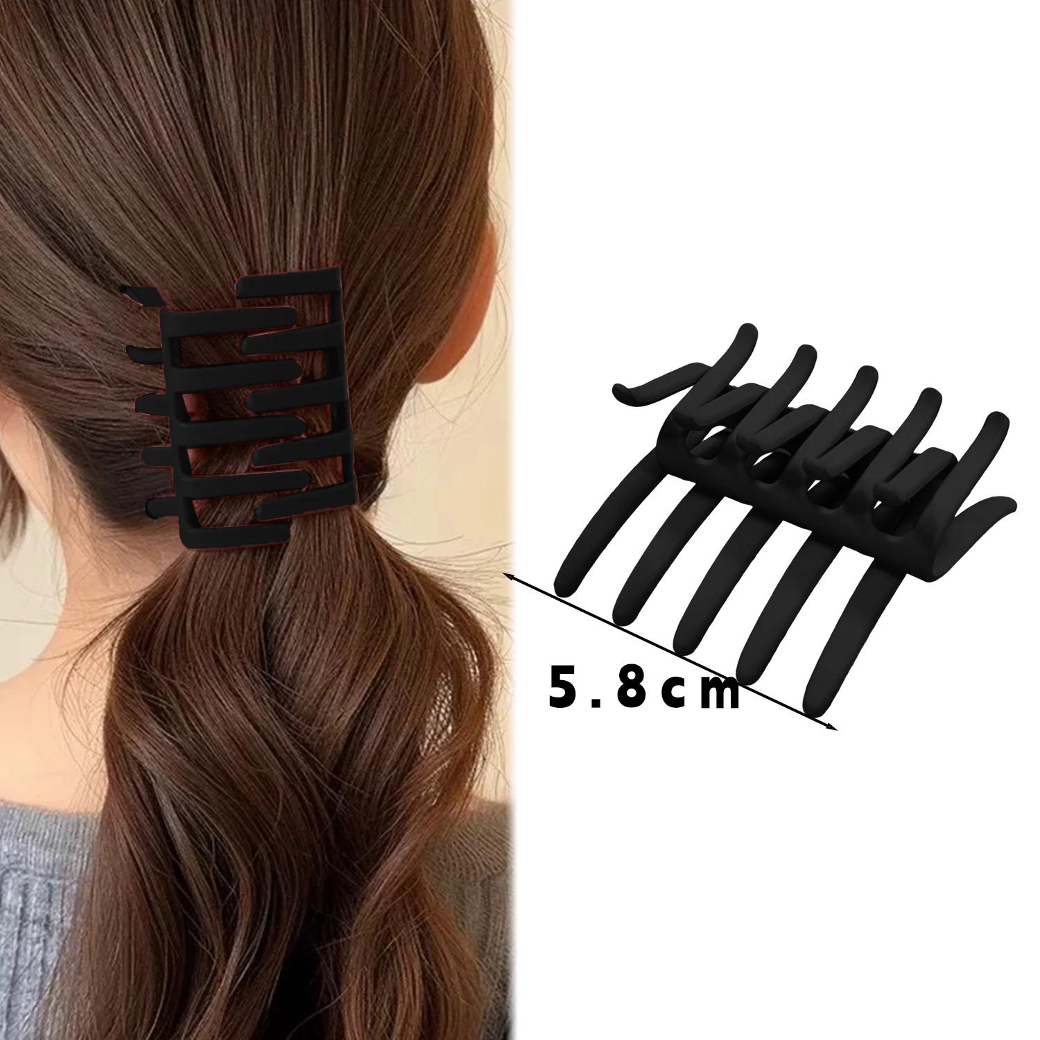 2026 Fashion Double Sided Hair Comb Claws Women Girls Korean Frosted Toothed Non-slip Clips Black Ponytail Hairpin Accessories чёрный
