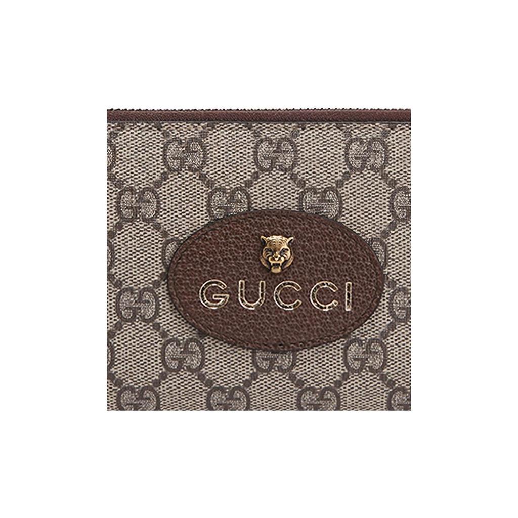 Gucci Portafoglio GG Canvas Testa di Tigre in Pelle con Zip Around Beige Marrone per Viaggi Quotidiani 473953-K9GOT-8861