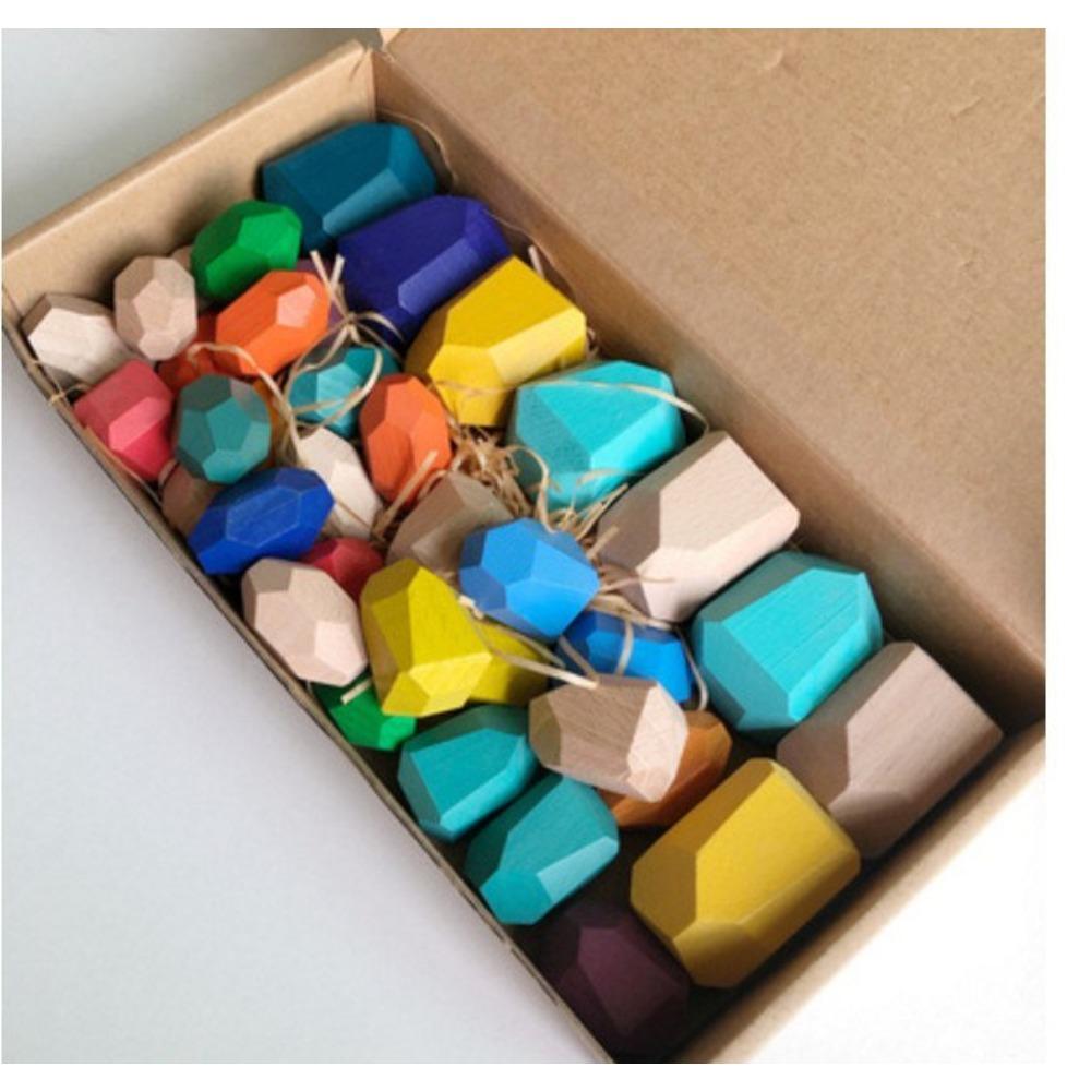 Wooden children's Nordic ins wind colored stone stacking music boys and girls indoor ornaments early education educational toys