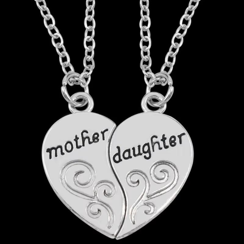 2pcs Antique Silver-plated Necklace Fashionable Mother Daughter Combination For Love Parent Child Style Jewelry
