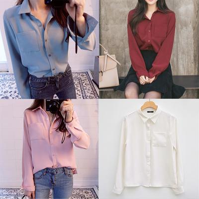 Women's Clothing Loose Solid Color Large Size Casual Long Sleeve Shirt