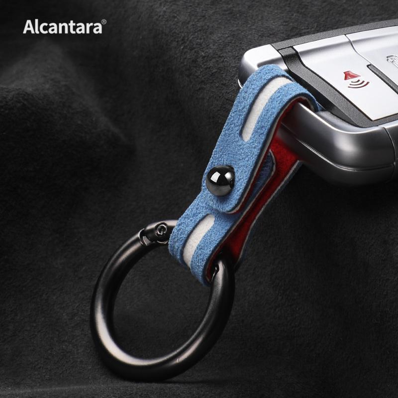 Alcantara Suede Key Fob Cover with Keychain Fits Porsche Macan 4 EV Electric model 2024 2025 Taycan 2022 Key Shell Accessories