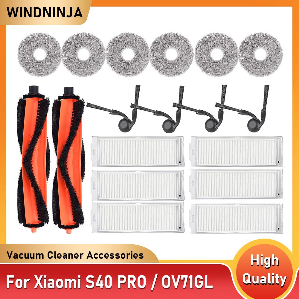 Complete Spare Parts Bundle for Xiaomi S40 PRO / OV71GL Robot Vacuum Mop Cloth Main Roller Side Brushes Dust Bag Washable Filter