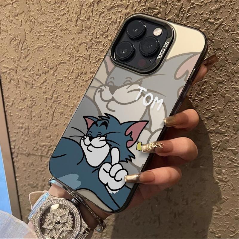 Cartoon Tom Cat Apple 13 Mobile Phone Case Frosted Colored Silver 15promax Case Huawei meta60Pro Redmi K60