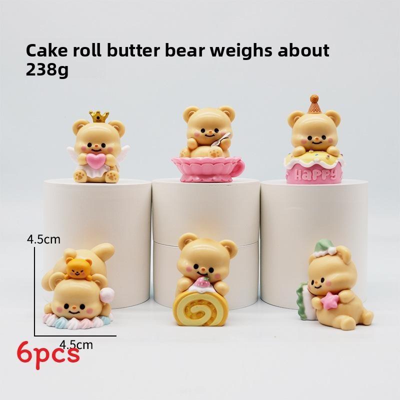 

Pvc Butter Bear Playful Figurine Sets With Dessert Theme For Enthusiasts Fans Cake Roll Butter Bear
