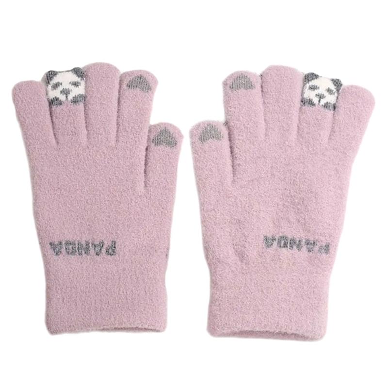 

Теплые вязаные перчатки Мягкие гибкие перчатки с сенсорным экраном с милым узором для женщин Девочек Студентов Для печати Письма Тепло фиолетовый