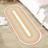 Imitation Cashmere Cartoon Pattern Bedside Carpet Plush Doormat Oval Bedroom Rug  Sofa Area