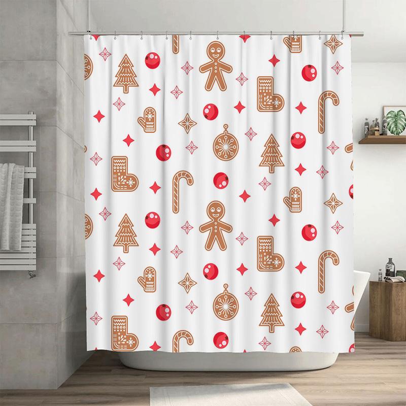 

TU Christmas Shower Curtain Festive Holiday Decor Bathroom Fabric Waterproof Holiday Shower Curtain Sets Modern Farmhouse Style 90x180cm35x71in