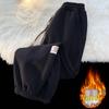 Men's Fleece-Lined Thickened Sweatpants: Autumn/Winter 2024, Loose Straight-Leg Cuffed Casual Sports Pants