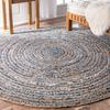 Round Jute and Recycled Denim Rug 90 Cm