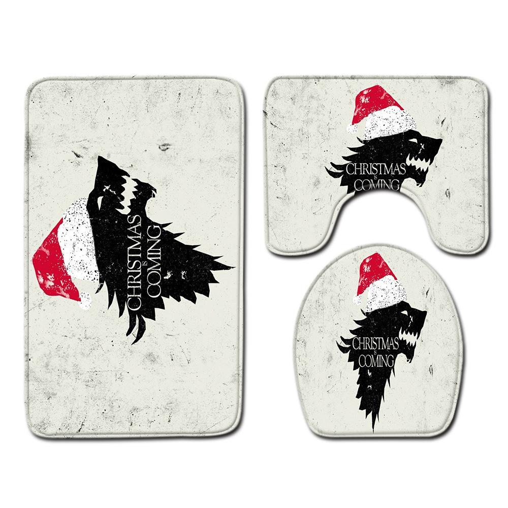 

Рождественский коврик для ванной, туалетный трехпредметный набор 45cmx75cm