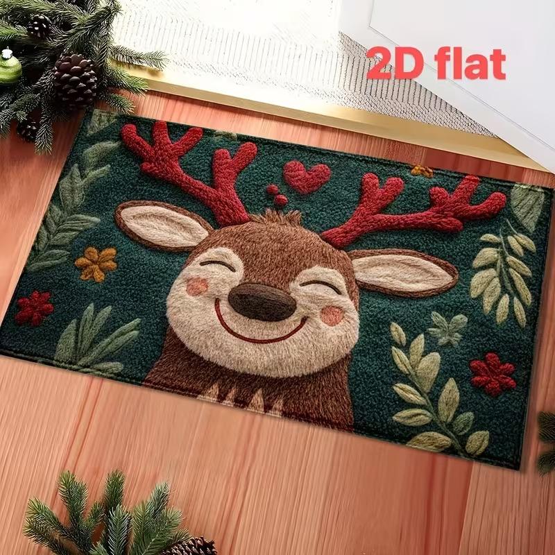 VIKAMA Cute Santa Claus Christmas Bath Mat Soft Plush Non Slip Floor Mat For Bathroom Entryway Winter Holiday Home Decor