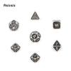 7 Pcs Black White Dragon Metal Dice Solid Metal Polyhedral Dice Set Suitable for Role-Playing RPG  Board Game Card Game
