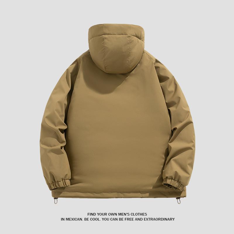 Cozy Up Men's Casual Sports Loose Hooded Thickened Workwear Warm Cotton Jacket