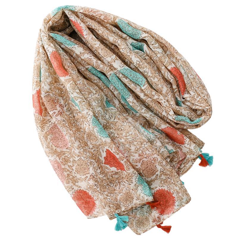 Quatro estações mulheres viagem protetor solar cachecol arte acessórios fotografia fio bali colorido planta flor xale