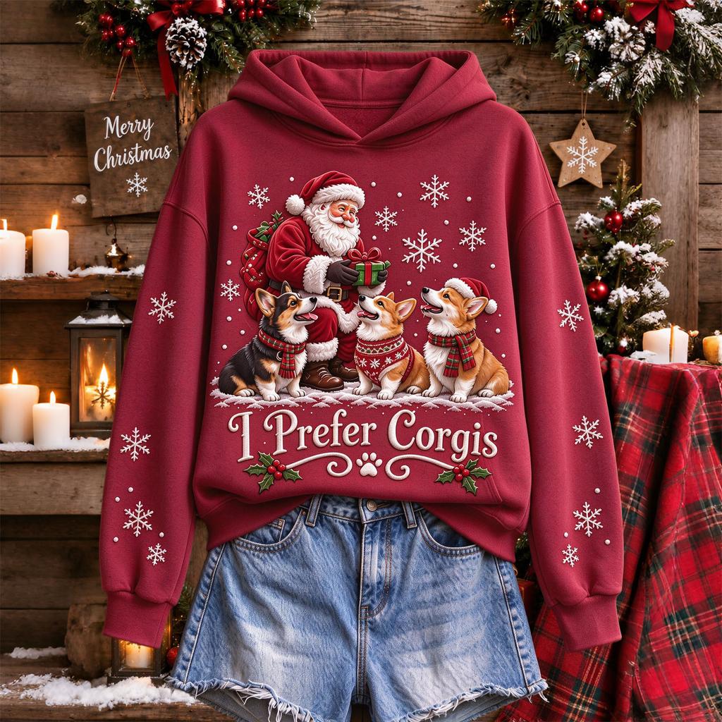 Women's Casual Hooded Sweatshirt with Christmas Letter A Print for Holiday and Everyday Wear