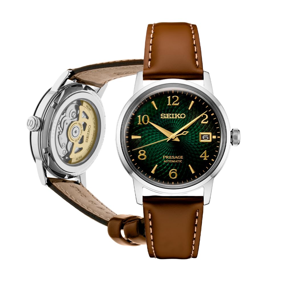 

SEIKO Automatic Watch Men s - Presage Cocktail Time - Gold Numerals and Date Calendar Pattern, 50...