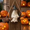 Lumières Fantômes Solaires Suspendues, Ornement Fantôme en Résine Volant sur un Balai pour Halloween, Lumière d'Extérieur Étanche, Idées Cadeaux Créatives Lampe Up, Marche/Arrêt Automatique