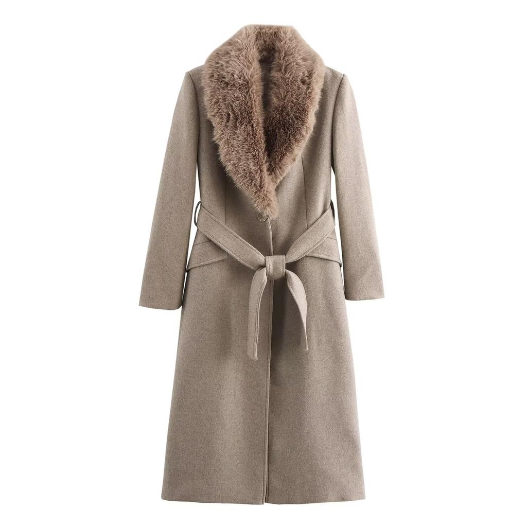 European and American style, new women's clothing, versatile, fashionable fur collar woolen coat 9225147