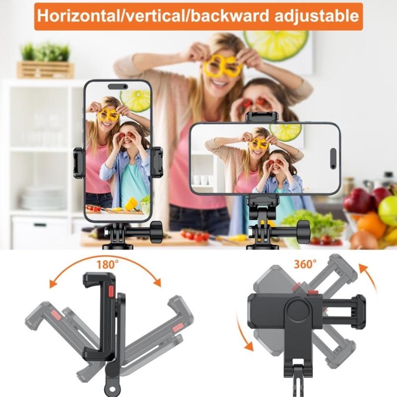 Expandable Phone Clamp for Action Camera Horizontal Vertical Adjustable Bracket Camera Accessories Microphone Light Mount