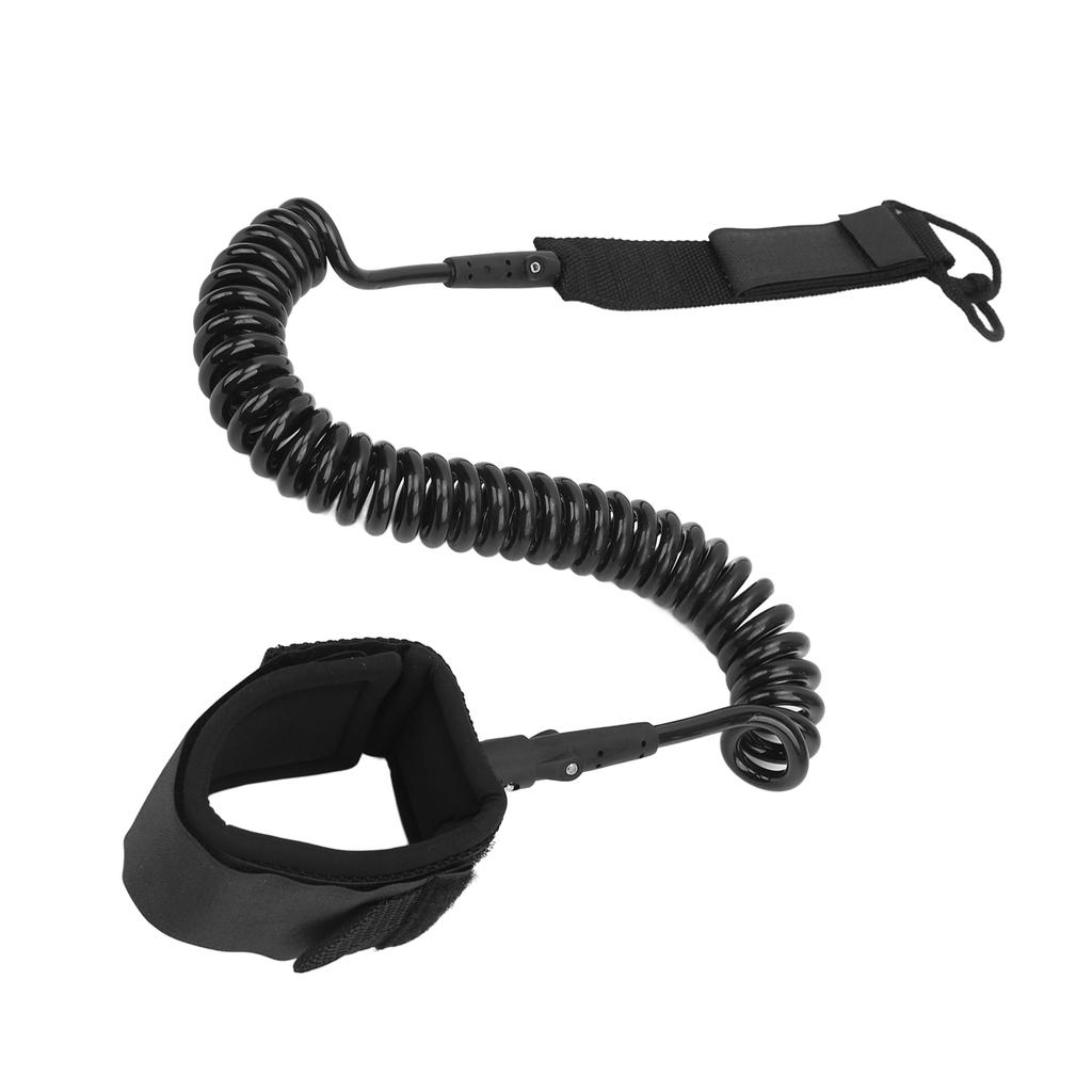 Surfboard Leash High Elasticity TPU Black Coiled Surfing Leg Rope for Paddleboards Longboards