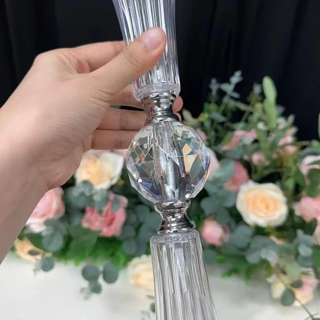 10pcs New Wedding Vase Acrylic Transparent Trumpet Style Table Flower Stand Center Table Decorative Supplies